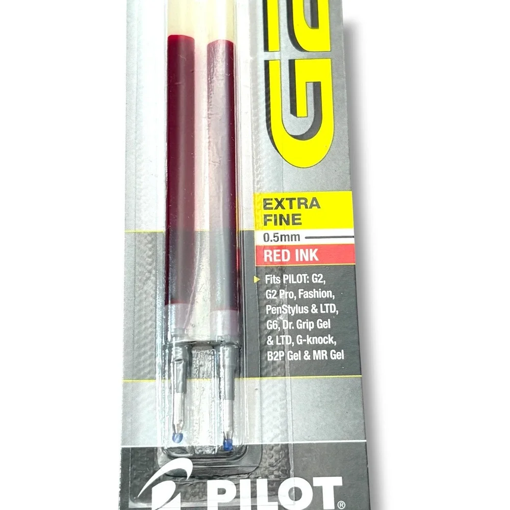Pilot G2 Premium Gel Ink Refill Extra Fine 0.5mm Red Ink 2 Packs 4 Refills 77234